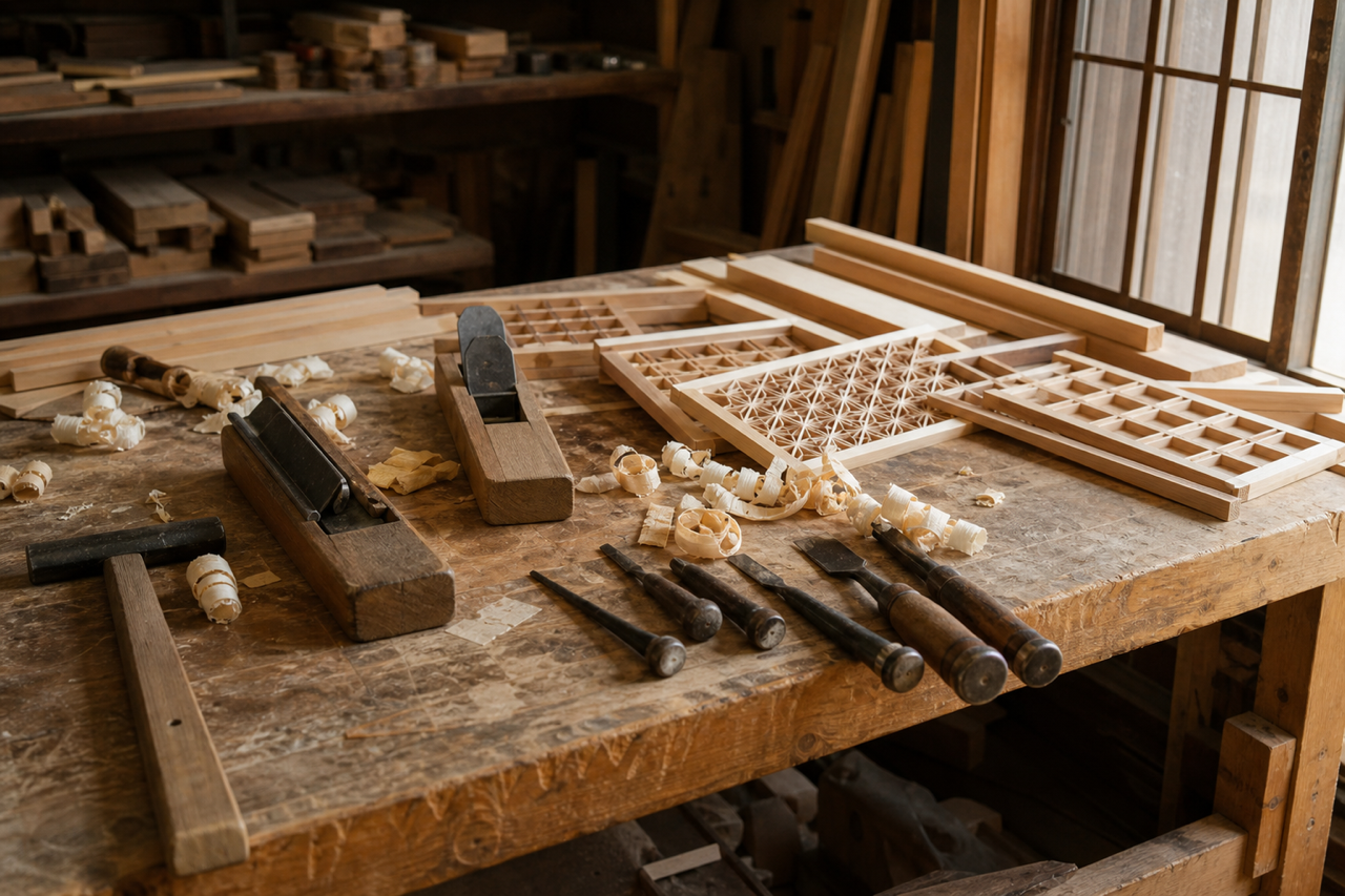 建具職人の作業台のイメージ